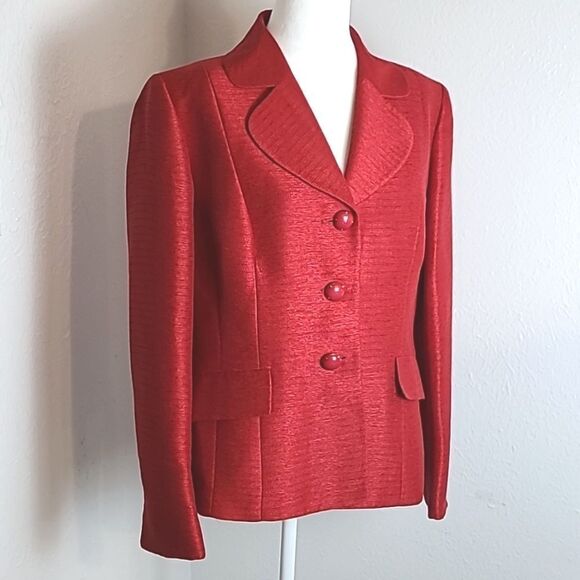 Kasper Red Buttondown Suit Jacket, Size 12 - Picture 2 of 11